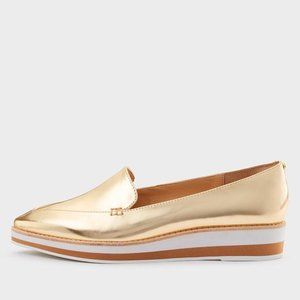 MUST GO / OBO: NWOT DKNY Metallic Mirror Platform Slip On Gold Shoes